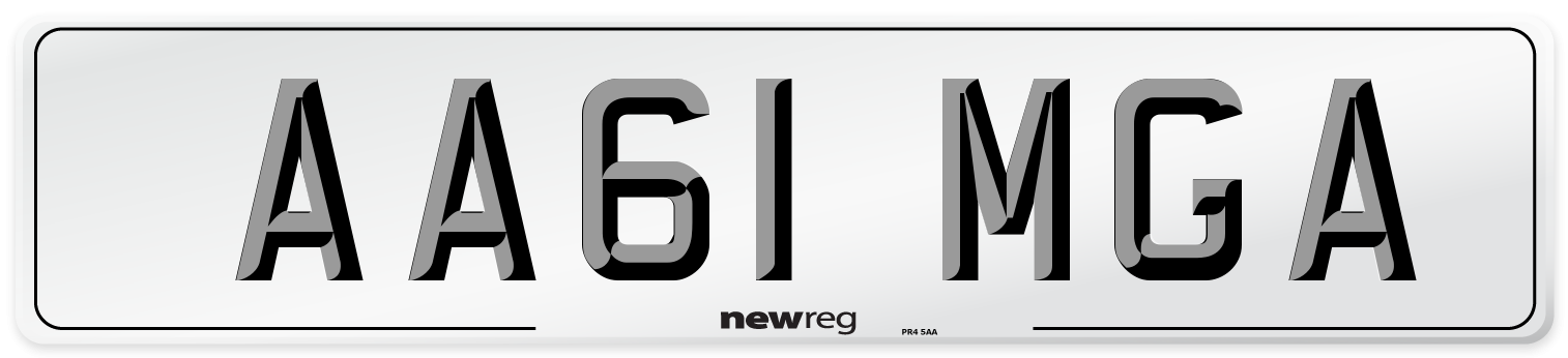 AA61 MGA Number Plate from New Reg